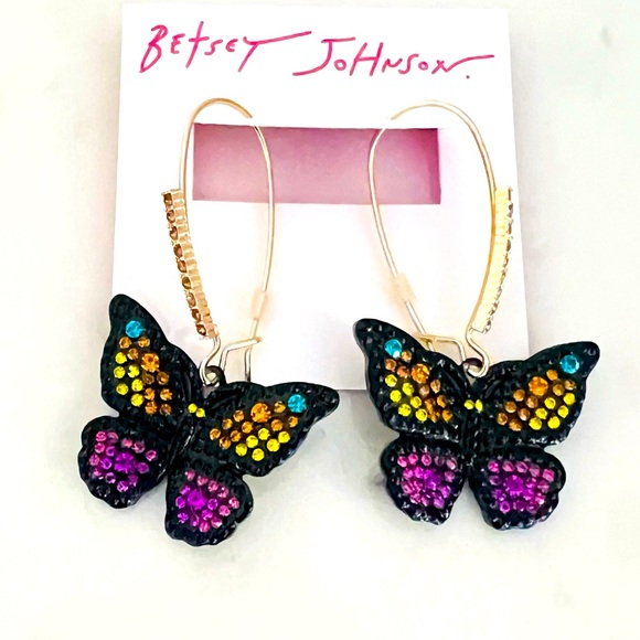 New Betsey Johnson Butterfly Dangle Earrings - Picture 8 of 10
